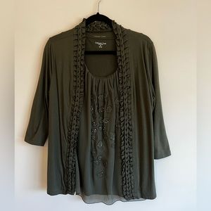 Coldwater Creek three quarter sleeves sweater sleeveless top set medium